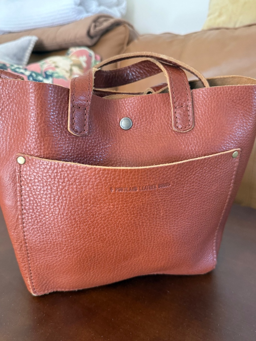 Portland Leather Goods Maple or Sedona Mini Classic Snap Crossbody Tote VGUC - Picture 11 of 12